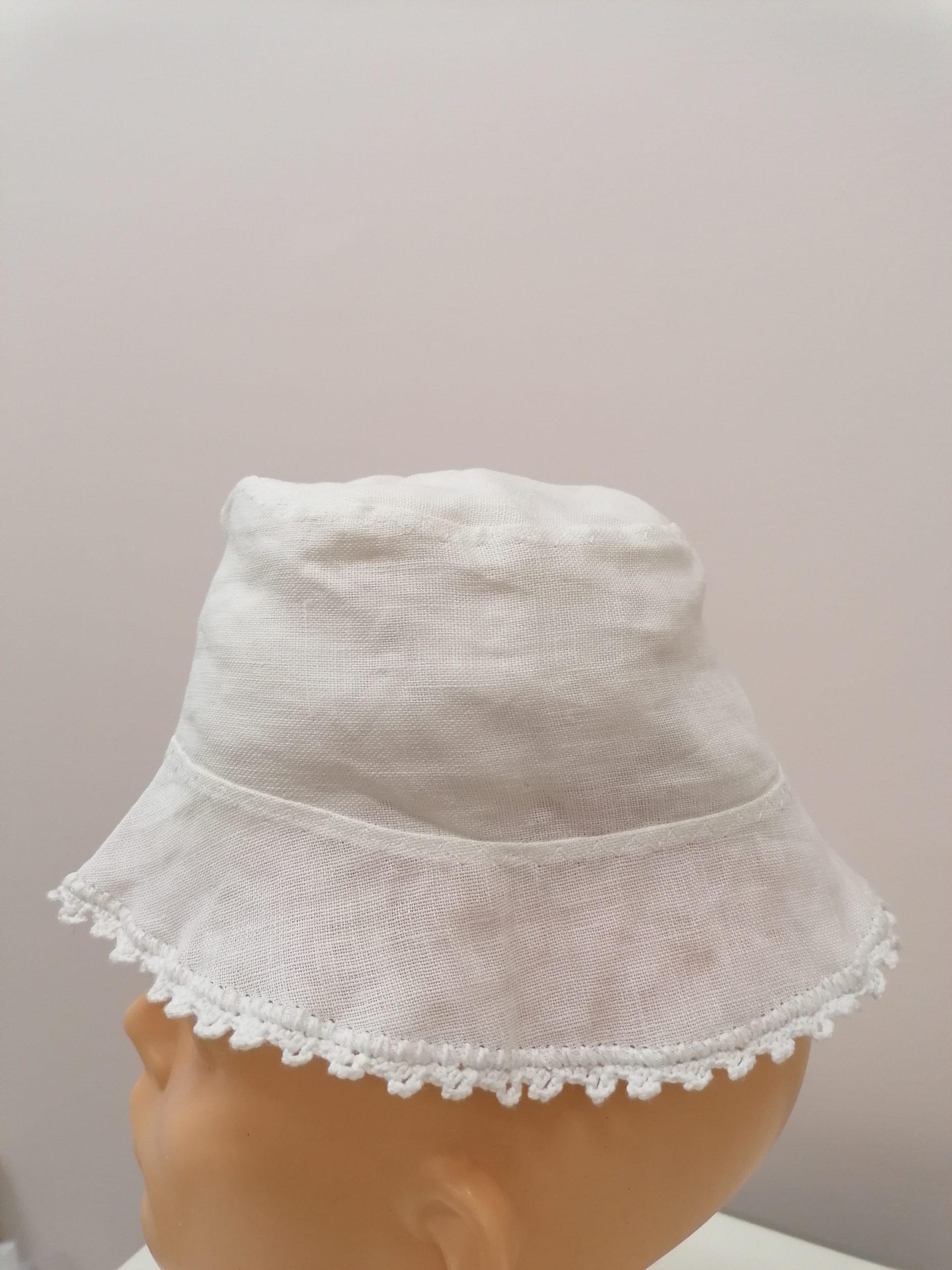 IŠPARDAVIMAS. Lininė balta skrybėlaitė vasarai 46-48 cm - Image 2